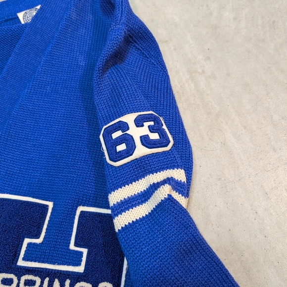 VTG 50s Nelson Knitting Mills Letterman Sweatshirt Blue Flaws Adult - Picture 11 of 11